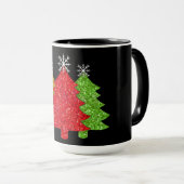Mug Flacon de neige de l'arbre de Noël rouge étincelan (Devant droit)