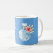 Mug Flacon de Parfum Rose Bleu Aqua Blanc (Devant droit)