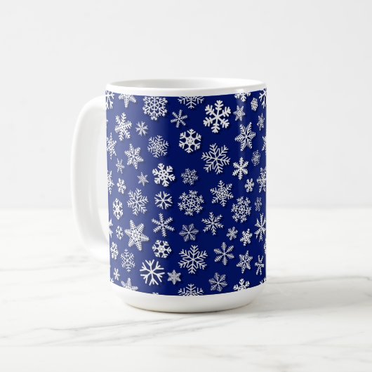 MUG FLAKES D'HIVER BLEUS ET BLANCS (Devant gauche)
