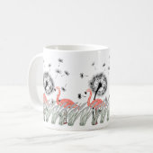 Mug Flamant rose animé avec Dandelion & Grass de rosea (Devant gauche)