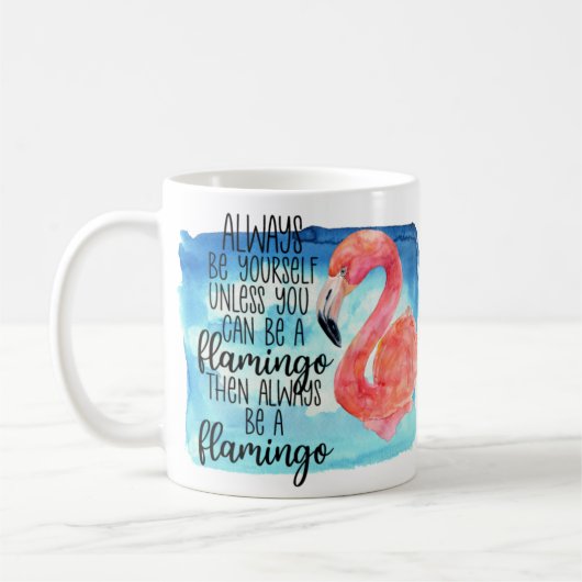 Mug Flamant rose aquarelle (Gauche)