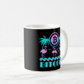 Mug Flamant rose Bitcoin Crypto Retro 80s (Devant droit)