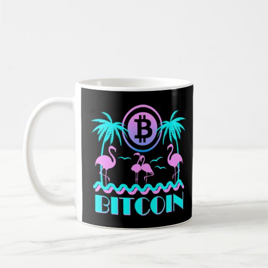 Mug Flamant rose Bitcoin Crypto Retro 80s (Gauche)