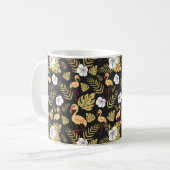 Mug Flamant rose continu motif fleurs jaune et blanc (Devant gauche)