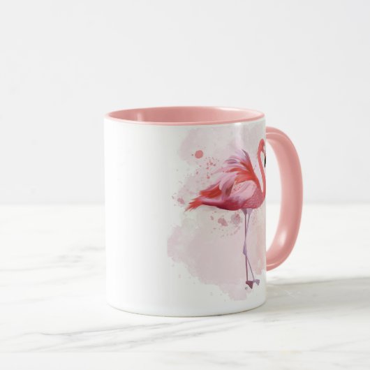Mug Flamant rose de bouffée (Devant droit)