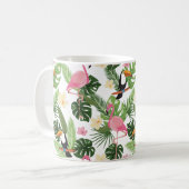 Mug Flamant rose de feuilles tropicales (Devant gauche)