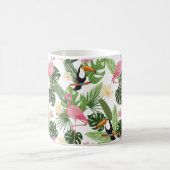 Mug Flamant rose de feuilles tropicales (Centre)