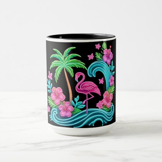 Mug Flamant rose de néon tropical (Centre)