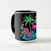 Mug Flamant rose de néon tropical (Devant gauche)
