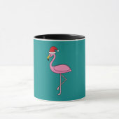 Mug Flamant rose de Noël avec Santa Hat (Centre)