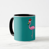 Mug Flamant rose de Noël avec Santa Hat (Devant gauche)