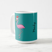 Mug Flamant rose de Noël avec Santa Hat | Ajouter un n (Devant gauche)