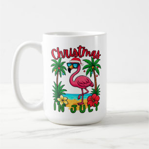 Mug Flamant rose de Noël en juillet