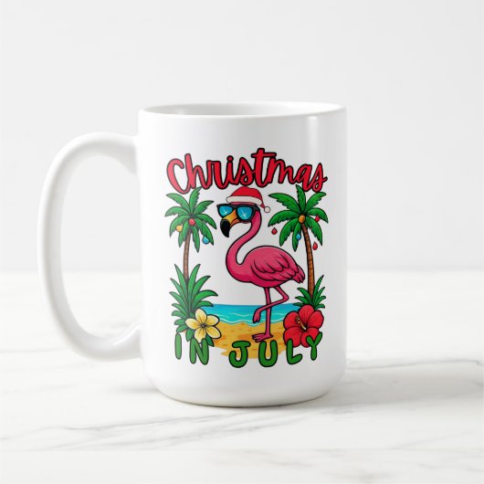 Mug Flamant rose de Noël en juillet (Gauche)