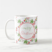 Mug Flamant rose de Noël rose tropical Bleu Santa Chap (Gauche)