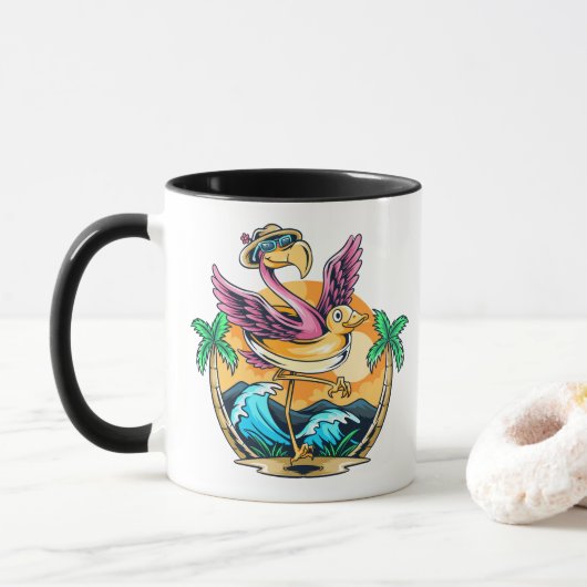 Mug Flamant rose d'été (Avec donut)