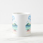 Mug Flamant rose d'été aquarelle sur la plage (Centre)