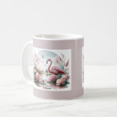 Mug Flamant rose en Pastel Pond Floral Scene (Devant gauche)