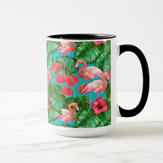 Mug Flamant rose et aquarelle du jardin tropical (Droite)