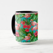 Mug Flamant rose et aquarelle du jardin tropical (Devant gauche)