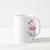 Mug Flamant rose et fleurs (Devant droit)