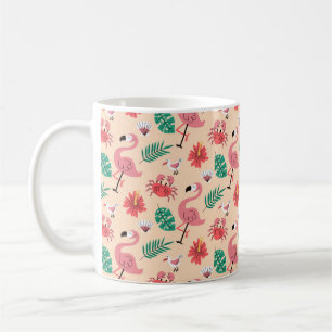 Mug Flamant Rose Été Motif Tropical