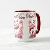 Mug Flamant rose expressif | Aquarelle et art floral (Devant droit)