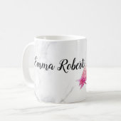 Mug Flamant rose floral tropical géométrique (Devant gauche)