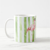 Mug Flamant rose Green Pink Stripes Anniversaire (Gauche)