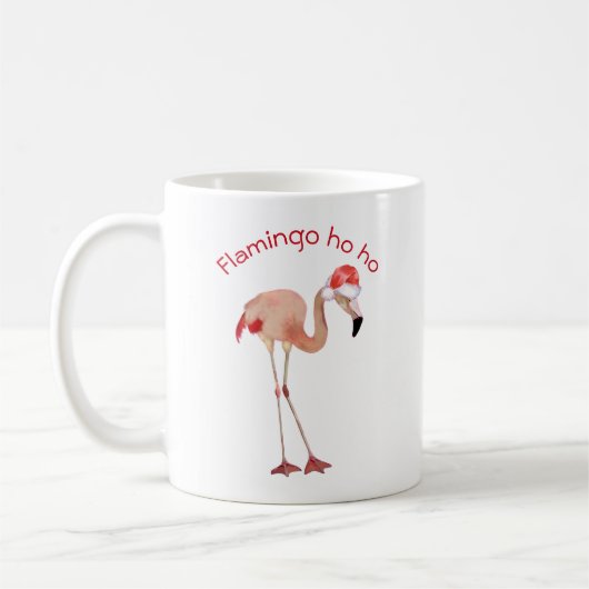 Mug Flamant rose ho pun aquarelle Noël (Gauche)
