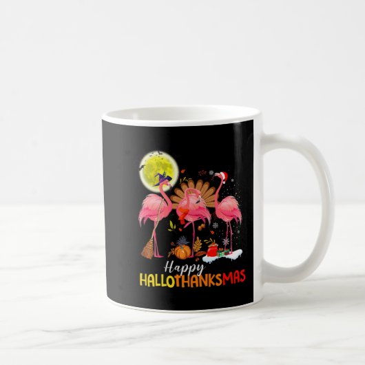 Mug Flamant rose mignon HalloThanksmas Happy Halloween (Droite)