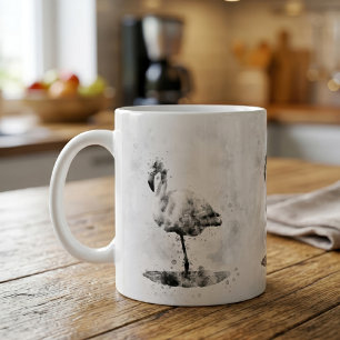 Mug Flamant Rose Monochrome Élégant à l'Aquarelle