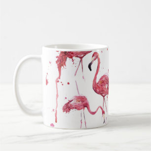 Mug Flamant rose motif aquarelle, design dynamique.