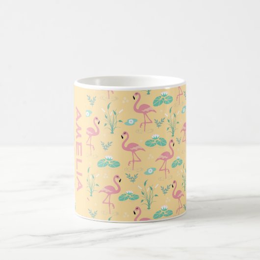 Mug Flamant rose nom de motif jaune mignon (Centre)
