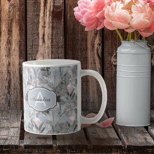Mug Flamant rose Orchidée Tropical Motif Grey ID868