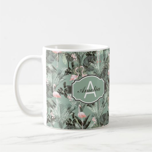 Mug Flamant rose Orchidée Tropical Motif Sage ID868 (Gauche)
