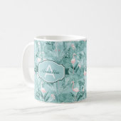 Mug Flamant rose Orchidée Tropical Motif Turquoise ID8 (Devant gauche)