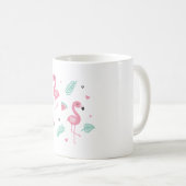 Mug Flamant rose, pastèque, motif feuilles tropicales (Devant droit)