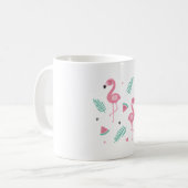Mug Flamant rose, pastèque, motif feuilles tropicales (Devant gauche)