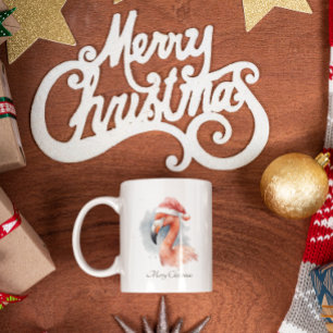 Mug Flamant rose père Noël Snowbird, personnalisé