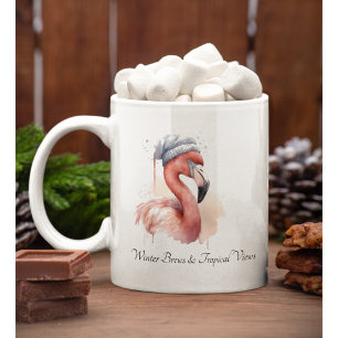 Mug Flamant rose père Noël Snowbird, personnalisé