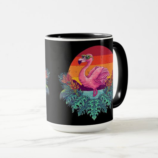 Mug Flamant rose PINK Coucher de soleil (Devant droit)