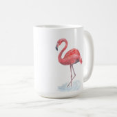 Mug Flamant rose rose, aquarelle. (Devant droit)