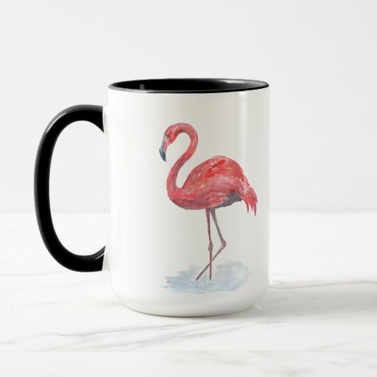 Mug Flamant rose rose, aquarelle. (Gauche)