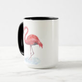 Mug Flamant rose rose, aquarelle. (Devant gauche)