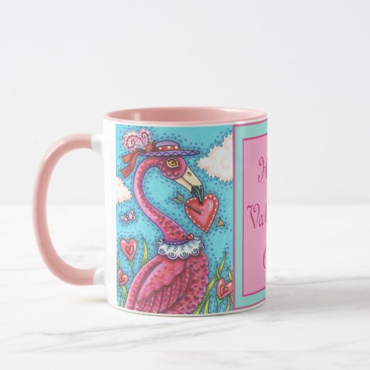 Mug Flamant rose ROSE COEURS DE VALENTINE, INSÉPARABLE (Gauche)