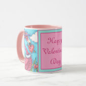 Mug Flamant rose ROSE COEURS DE VALENTINE, INSÉPARABLE (Devant gauche)