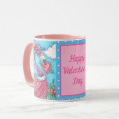 Mug Flamant rose ROSE COEURS DE VALENTINE, INSÉPARABLE (Devant gauche)