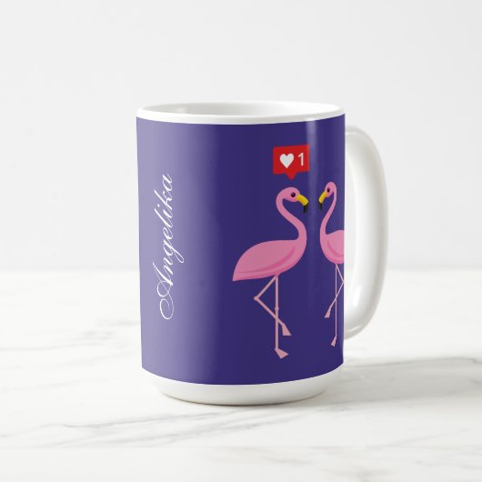 Mug Flamant rose Rose Comme Heart Pastel | Ajouter un (Devant droit)