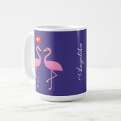 Mug Flamant rose Rose Comme Heart Pastel | Ajouter un (Devant gauche)